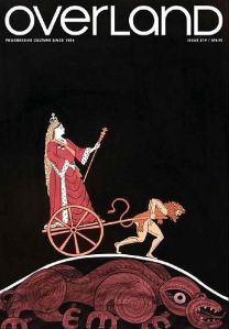 Overland Issue 219, cover designed by Christchurch artist Marian Maguire